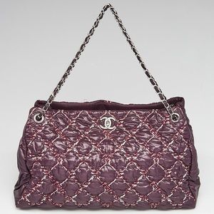 Authentic Purple Chanel Quilted Nylon